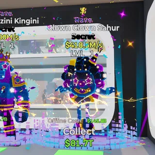 RAVE CLOWN CLOWN SAHUR 418.5M/S LVL 1 FORTNITE STEAL THE BRAINROT