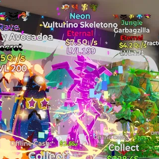 NEON VULTURINO SKELETONO 7.5QI/S LVL 199 FORTNITE STEAL THE BRAINROT