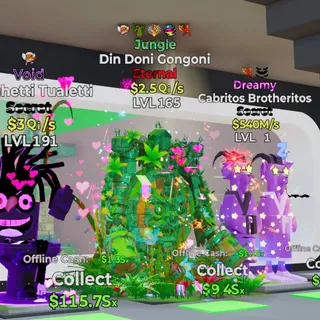 JUNGLE DIN DONI GONGONI 2.5QI/S LVL 165 5 TRAITS FORTNITE STEAL THE BRAINROT