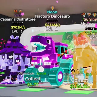 Neon Tractoro Dinosauro 414M/s LVL 1 1 Trait Fortnite Steal the Brainrot