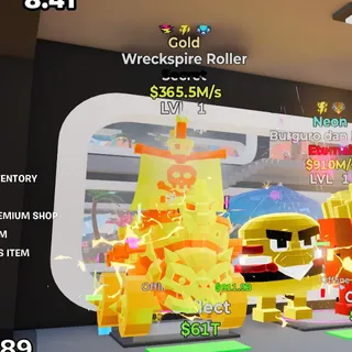 Gold Wreckspire Roller 3 Trait 365.5M/s Steal the Brainrot Fortnite