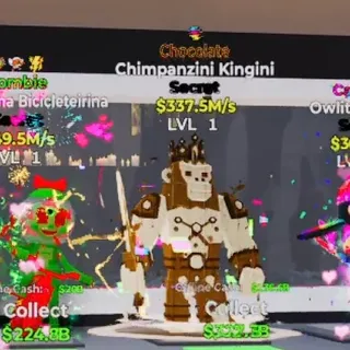 CHOCOLATE CHIMPANZINI KINGINI 1 TRAIT 337.5M/s STEAL THE BRAINROT FORTNITE