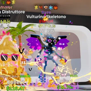 RAVE VULTURINO SKELETONO 7.7QI/S LVL 194 5 TRAITS FORTNITE STEAL THE BRAINROT