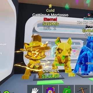 GOLD GATTINO E MORTOSSO 252M/s LVL 1 FORTNITE STEAL THE BRAINROT