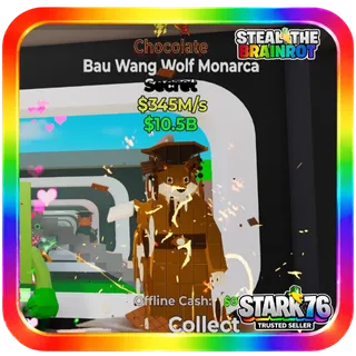 Chocolate Bau Wang Wolf Monarca 2 Traits 345M/s Fortnite Steal The Brainrot