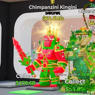 CHIMPANZINI KINGINI 62.5M/S LVL 1 1 TRAIT FORTNITE STEAL THE BRAINROT