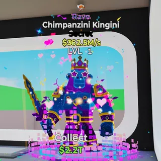 RAVE CHIMPANZINI KINGINI 362.5M/S LVL 1 FORTNITE STEAL THE BRAINROT