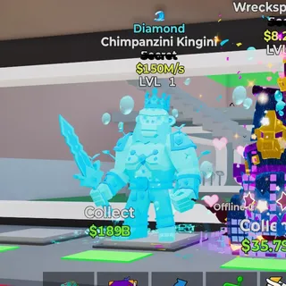 DIAMOND CHIMPANZINI KINGINI 150M/S LVL 1 1 TRAIT FORTNITE STEAL THE BRAINROT
