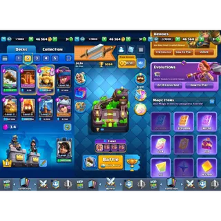 Clash Royale: 5064 Trophies | KT 11 Lvl | Lvl 32 | Arena 15 | 105 Cards ✅ Auto Delivery ✉️ Full Access (Mail Changeable)