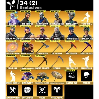 Fortnite: 59 SKINS Galaxy | The Reaper | Blue Squire | Royale Knight + Save the World Founder's Deluxe ✉️ Full Access
