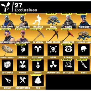 Fortnite: 17 SKINS Blue Squire | Take the L + Save The World Founder's Ultimate ✅All Platforms✉️Full Access (Mail Changeable)