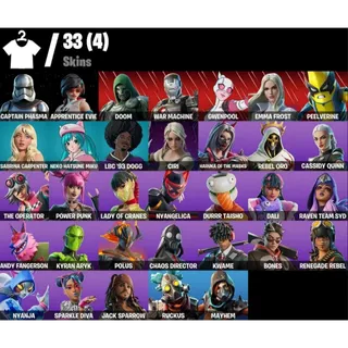 Fortnite: 33 SKINS Doom | War Machine | Captain Phasma | Ruckus | Mayhem | Ciri + 500 VB ✅ All Platforms ✉️ Full Access