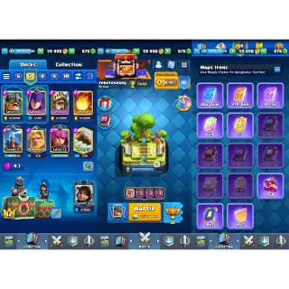 Clash Royale: 7848 Trophies | KT 12 Lvl | Lvl 35 | Arena 20 | 117 Cards | 13 Emotes | 59K Gold ✅ Auto Delivery ✉️ Full Access