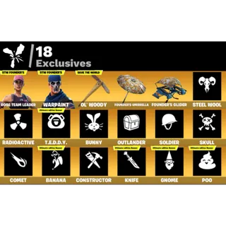 Fortnite: 11 SKINS Save The World Founder's Ultimate Edition + 2150 VB ✅ All Platforms ✉️ Full Access (Mail Changeable)