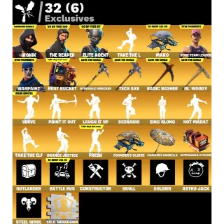 Fortnite: 128 SKINS Ikonik | The Reaper | Fresh | Mako + Save the World Founder's Deluxe ✅ All Platforms ✉️ Full Access