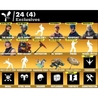 Fortnite: 60 SKINS The Reaper | Elite Agent | Fresh + Save The World Founder's Super Deluxe Edition + 6100 VB ✉️ Full Access