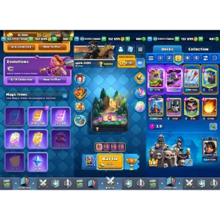 Clash Royale: 10000 Trophies | KT 14 Lvl | Lvl 53 | Arena 25 | 121 Cards | 34 Emotes ✅ Auto Delivery ✉️ Full Access