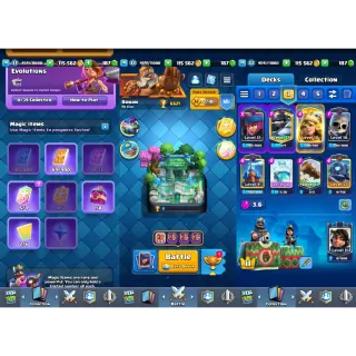 Clash Royale: 6521 Trophies | KT 11 Lvl | Lvl 33 | Arena 18 | 114 Cards | 17 Emotes | 115K Gold ✅ Auto Delivery ✉️ Full Access