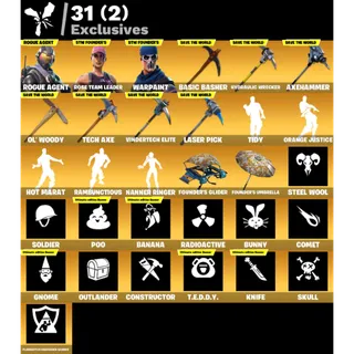 Fortnite: 82 SKINS Save The World Founder's Ultimate 278 lvl P.L: 121 lvl|AxeHammer✅All Platform✉️Full Access (Mail Changeable)