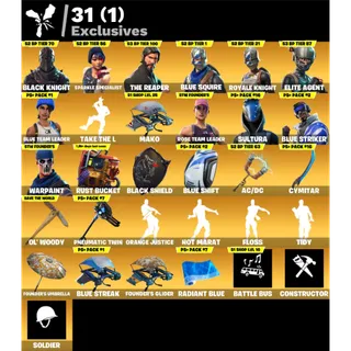 Fortnite: 74 SKINS Black Knight | The Reaper + Save the World Founders Deluxe ✅ All Platforms ✉️ Full Access (Mail Changeable)