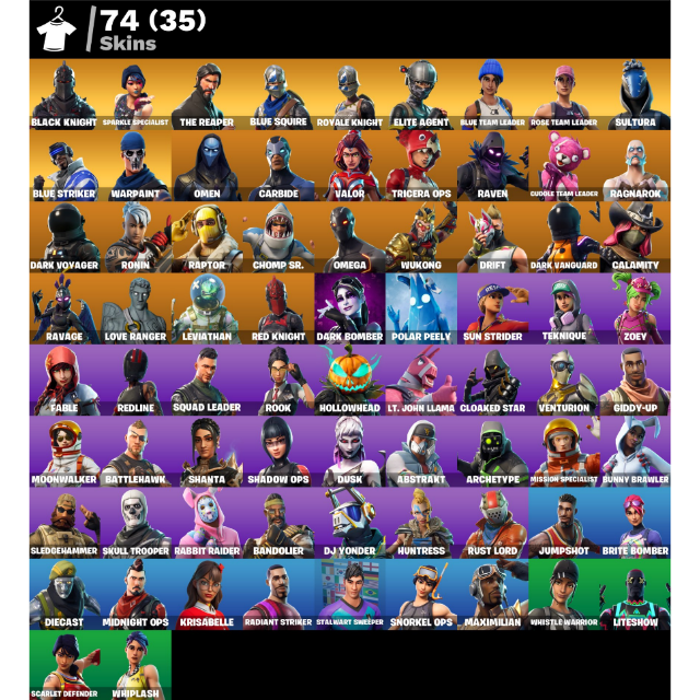 74 SKINS Black Knight | The Reaper | Floss + Save the World Founder's ...
