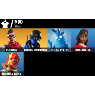 Fortnite: 5 SKINS Prodigy | Carbon Commando | Holiday Boxy | Krisabelle | Polar Peely ✅ All Platforms ✉️ Full Access
