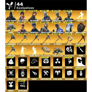 Fortnite: 38 SKINS Black Knight | AxeHammer + Save the World's Founder's Ultimate Edition Max-P.L: 205 ✉️ Full Access