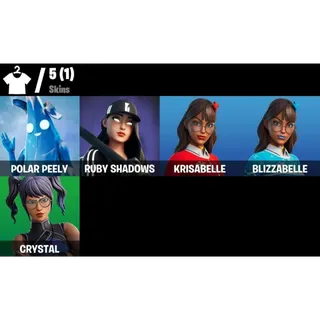 Fortnite: 5 SKINS Crystal | Ruby Shadows | Krisabelle | Blizzabelle | Polar Peely + 300 VB ✅ All Platforms ✉️ Full Access