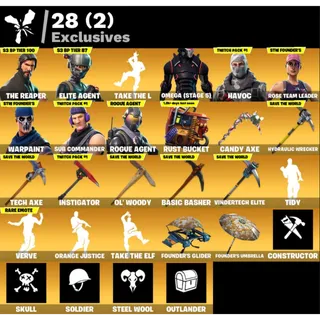 Fortnite: 91 SKINS Save The World Founder's Deluxe Edition | The Reaper | Omega (stage 5) ✅ All Platforms ✉️ Full Access