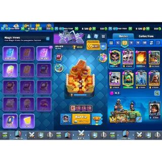 Clash Royale: 8858 Trophies | KT 12 Lvl | Lvl 37 | Arena 22 | 119 Cards | 17 Emotes | 333 Gems ✅ Auto Delivery ✉️ Full Access