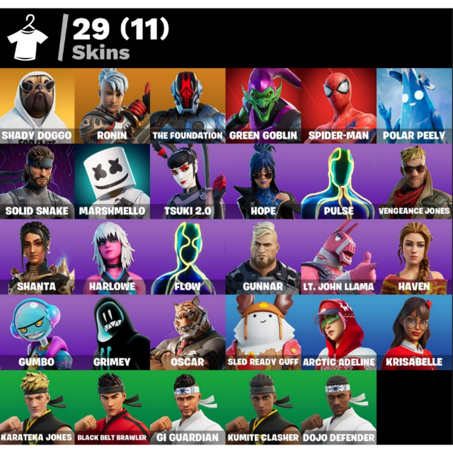 Fortnite: 29 SKINS Shady Doggo | Flow | Green Goblin | Spider-Man ...