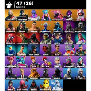 Fortnite: 47 SKINS Kratos | Leviathan Axe | Snake Eyes | Chun-Li | Hush | Ninja + 1050 VB ✅ All Platforms ✉️ Full Access