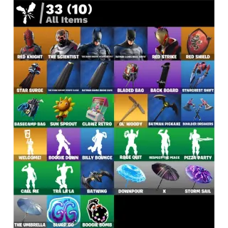 Fortnite: 5 SKINS Red Knight | The Scientist | The Dark Knight Movie Outfit | Red Strike ✅ All Platforms ✉️ Full Access