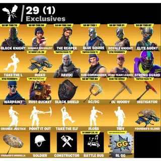 Fortnite: 76 SKINS Black Knight | The Reaper | Save The World Founder's Deluxe Edition | Mako ✅ All Platforms ✉️ Full Access