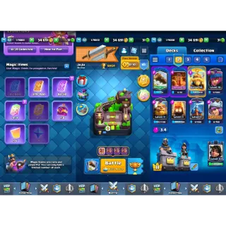 Clash Royale: 5064 Trophies | KT 11 Lvl | Lvl 32 | Arena 15 | 104 Cards | 9 Emotes | 34K Gold ✅ Auto Delivery ✉️ Full Access