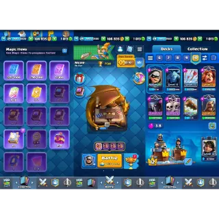 Clash Royale: 7130 Trophies | KT 12 Lvl | Lvl 34 | Arena 19 | 112 Cards  | 22 Emotes | 1013 Gems ✅ Auto Delivery ✉️ Full Access