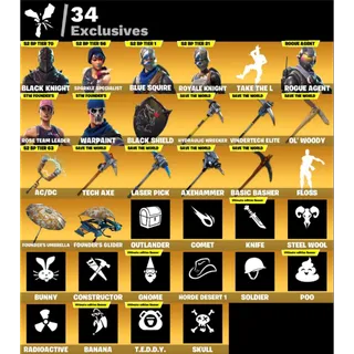 Fortnite: 49 SKINS Black Knight | Save The World Founder's Ultimate Edition (P.L: 104) + 6450 VB ✅ All Platforms ✉️ Full Access