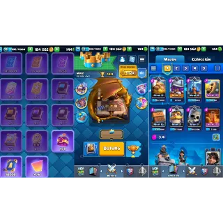 Clash Royale: 7021 Trophies | KT 11 Lvl | Lvl 33 | 114 Cards | Arena 19 | 13 Emotes | 184K Gold ✅ Auto Delivery ✉️ Full Access