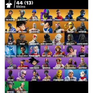 Fortnite: 44 SKINS The Reaper | Strong Guard | Blue Team Leader| Mako | Take The L ✅ All Platforms ✉️ Full Access