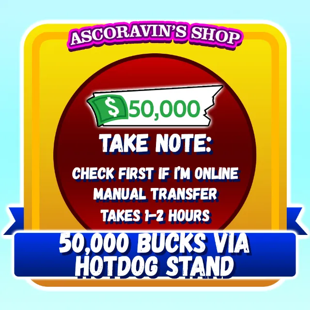 50,000 BUCKS - Adopt Me Game Items - Gameflip