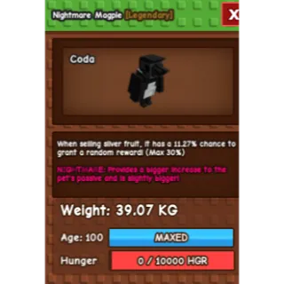 Nightmare Magpie Age 100 38-39kg max