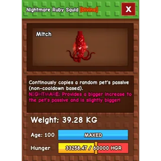 Nightmare Ruby Squid Age 100 38-39kg max