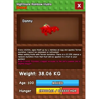 Nightmare Rainbow Hatch Hydra Age 100 38.06kg max