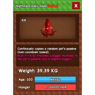 Nightmare Ruby Squid Age 100 38-39kg max