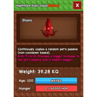 Nightmare Ruby Squid Age 100 38-39kg max