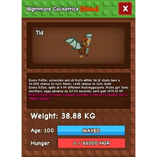 Nightmare Cockatrice Age 100 38-39kg max