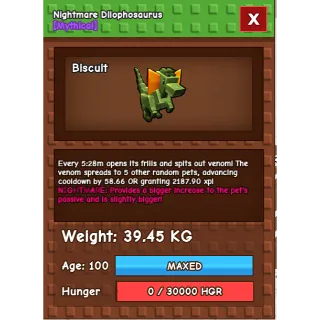 Nightmare Dilophosaurus / Dilo Age 100 38-39kg max