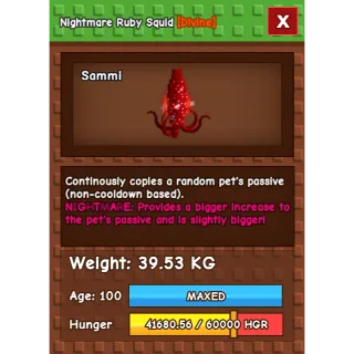Nightmare Ruby Squid Age 100 38-39kg max