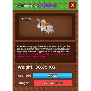 Nightmare Koi 30+kg max passive age 100