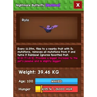 Nightmare Huge Butterfly Age 100 38-39kg max